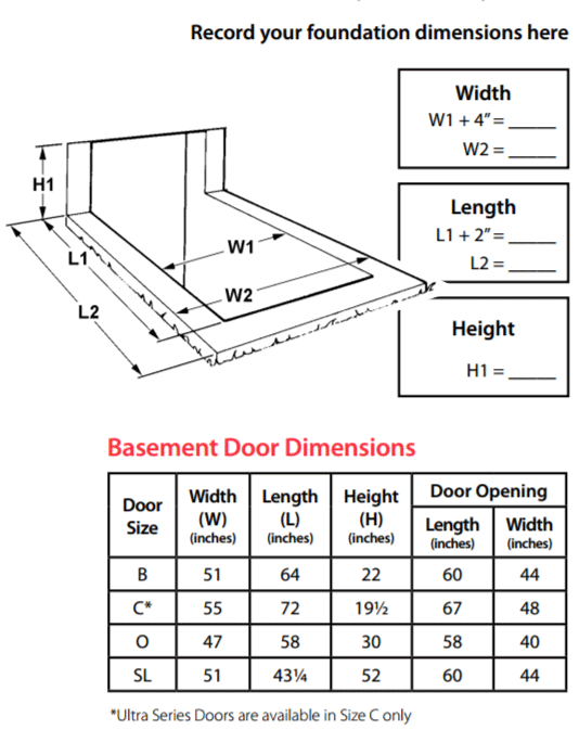 Bilco Door Sizes