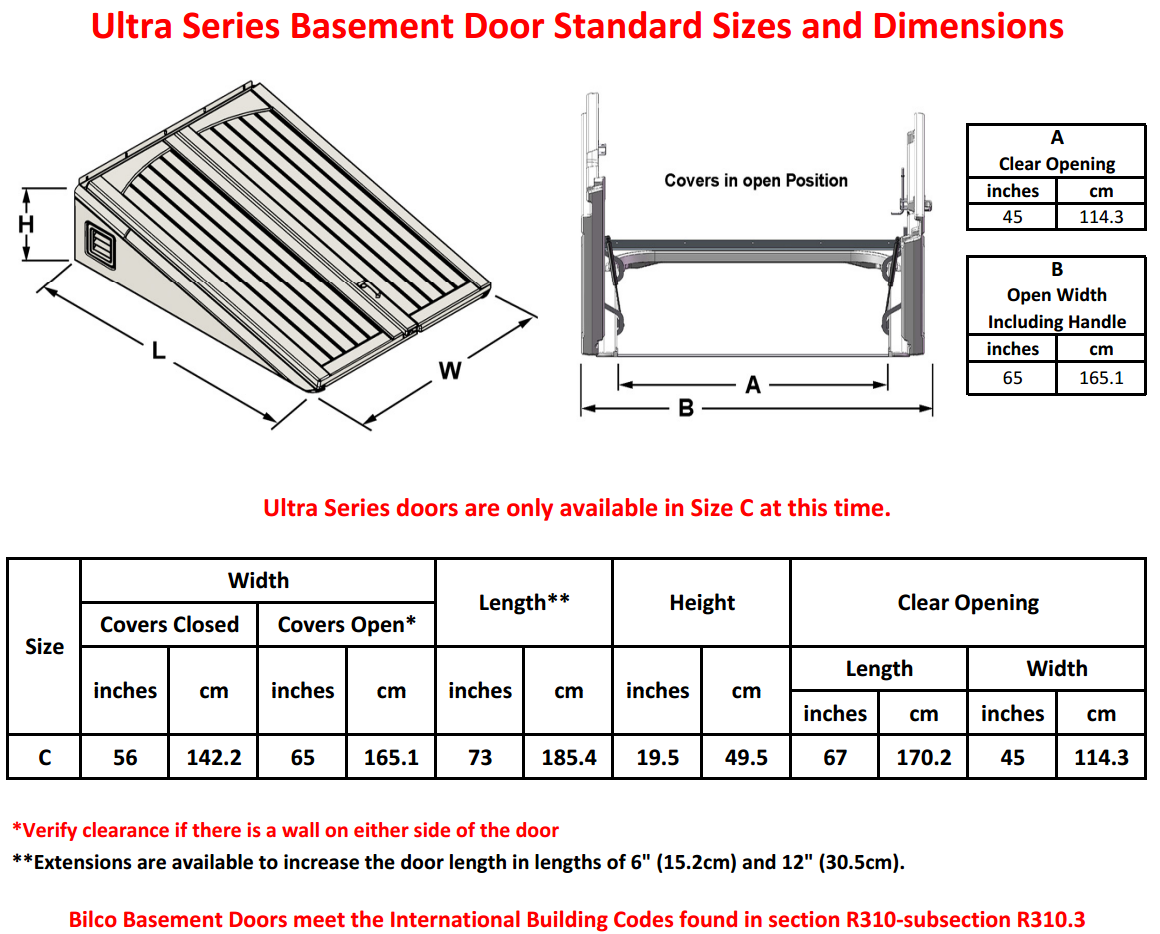 Bilco Door Size Chart: A Visual Reference of Charts | Chart Master